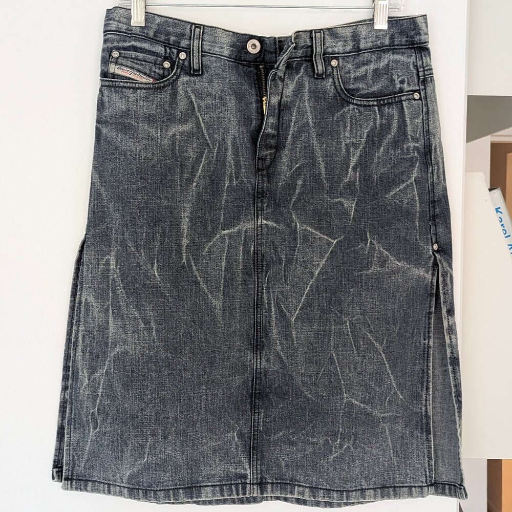 y2k Vintage Diesel Mod Fierce Denim Skirt – Distressed Black – Women's SZ 29